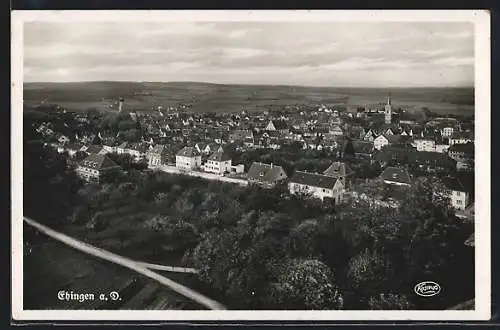 AK Ehingen a. D., Teilansicht mit Kirche und Strassenpartie