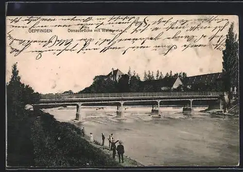 AK Oepfingen, Donaubrücke mit Wehr