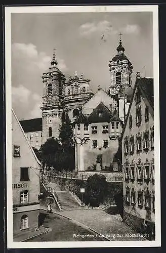 AK Weingarten / Kloster, Aufgang zur Klosterkirche