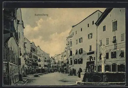 AK Rattenberg, Strassenpartie mit Brunnen