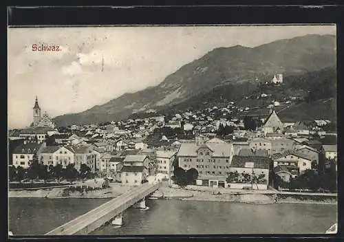AK Schwaz, Teilansicht mit Kirche