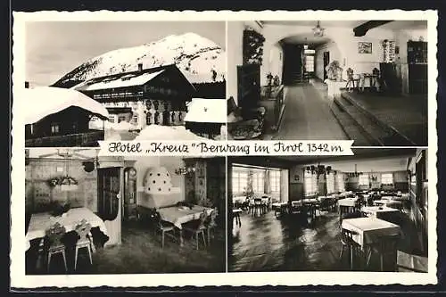 AK Berwang in Tirol, Hotel Kreuz im Schnee, Innenansichten