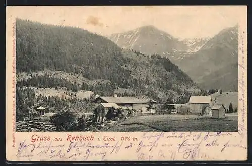 AK Schattwald i. Tirol, Rehbach mit Bergen