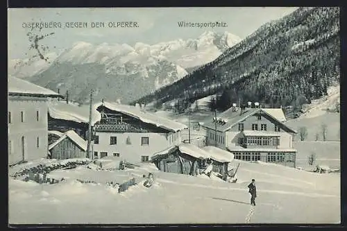AK Obernberg am Brenner, Ortsansicht gegen den Olperer