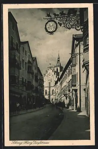 AK Schwaz, Franz Josefstrasse und die Kirche
