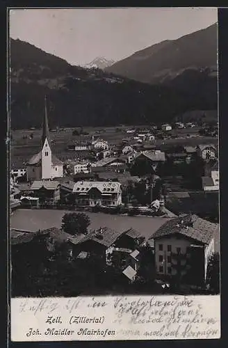 AK Zell /Zillertal, Ortsansicht mit der Kirche