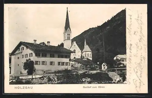 AK Holzgau, Gasthof zum Bären mit Kirche