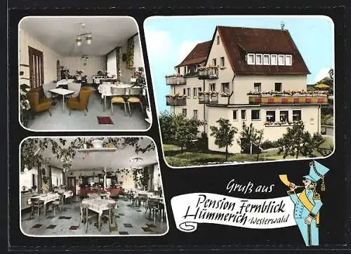 AK Hümmerich /Westerwald, Pension Fernblick, Innenansichten