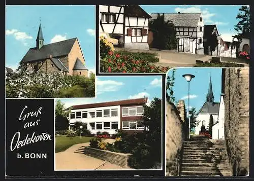 AK Oedekoven b. Bonn, Kirche, Gebäudeansicht, Ortspartie