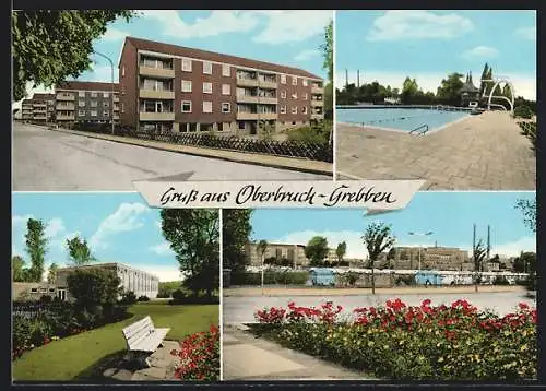 AK Oberbruch-Grebben, Schwimmbad, Strassenpartie, Ortspartie