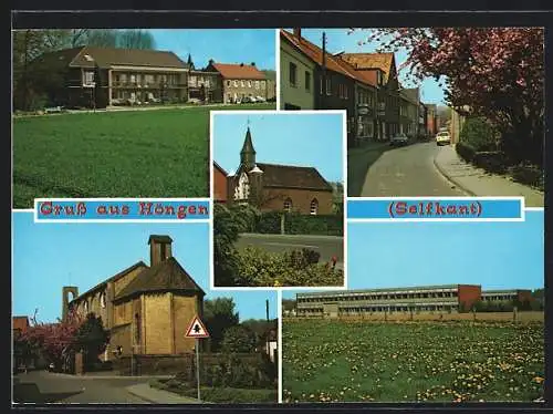 AK Höngen /Selfkant, Strassenpartie mit Geschäften, Kirche, Ortspartie