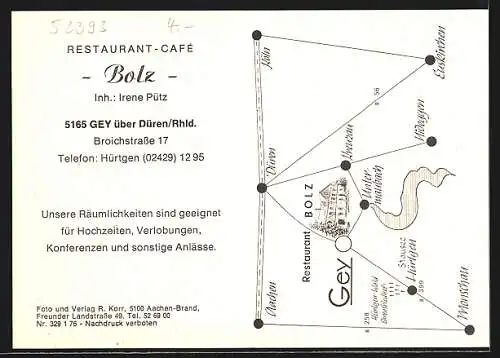 AK Gey über Düren /Rhld., Restaurant-Cafe Bolz, Broichstrasse 17, Innenansichten