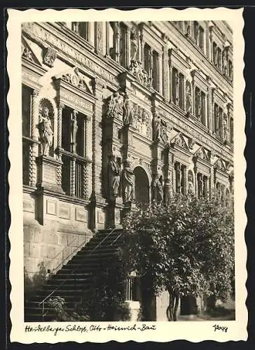 AK Heidelberg, Otto-Heinrich-Bau am Schloss