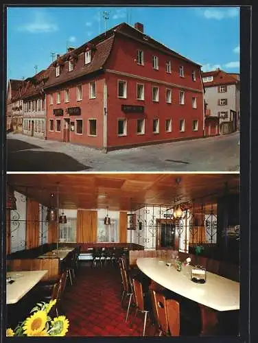 AK Bad Windsheim, Der Gasthof Ullrichs Bierstube, mit Innenansicht, Wassergasse 2, Inh. Willi Hofmann