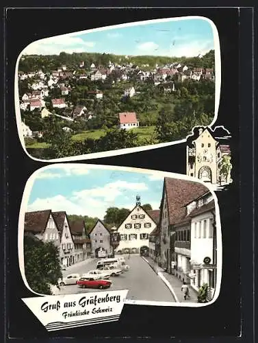 AK Gräfenberg /Fränkische Schweiz, Platzpartie mit einem Tor, Ortsansicht