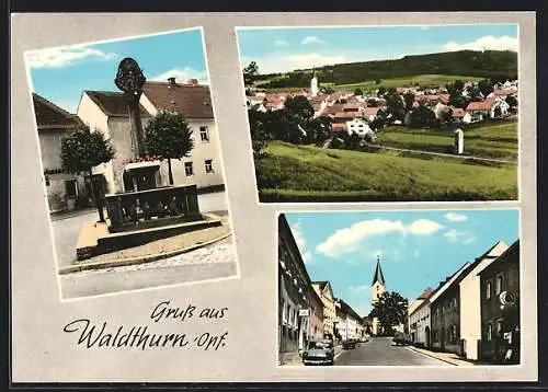 AK Waldthurn /Opf., Ortsansicht und Strassenpartie mit Kirche