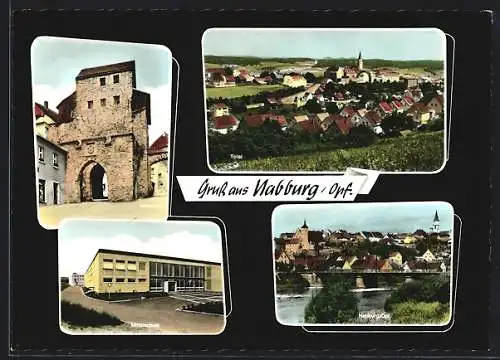 AK Nabburg /Opf., Ortsansicht mit Kirche, Mähntor, Mittelschule