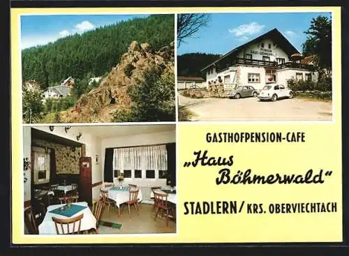 AK Stadlern /Krs. Oberviechtach, Gasthof Pension Haus Böhmerwald, VW Käfer