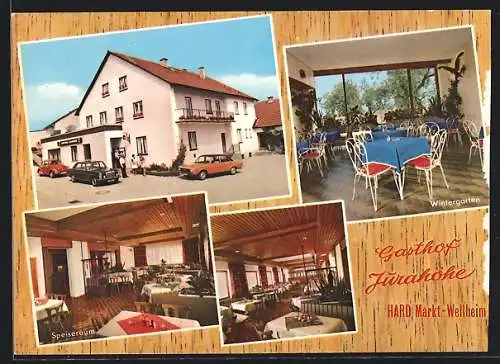 AK Hard-Markt-Wellheim, Gasthof Jurahöhe, Innenansichten Speiseraum und Wintergarten
