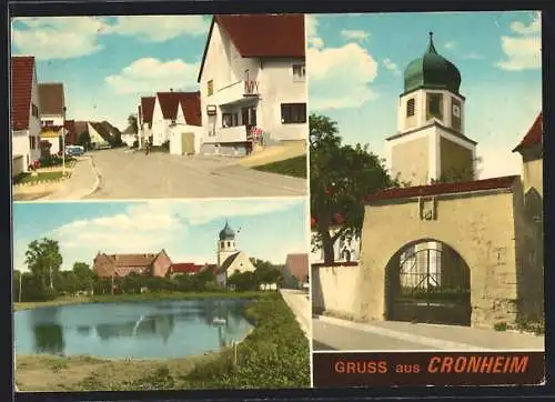AK Cronheim über Gunzenhausen /Mfr., Kirche, Strassenpartie, Uferpartie