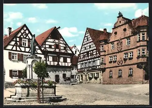 AK Wolframs-Eschenbach /Mfr., Marktplatz mit Denkmal