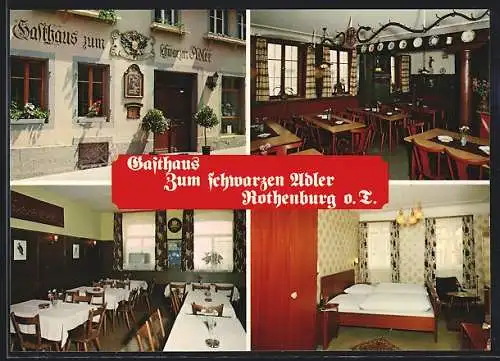 AK Rothenburg / Tauber, Gasthaus Zum schwarzen Adler, Innenansichten