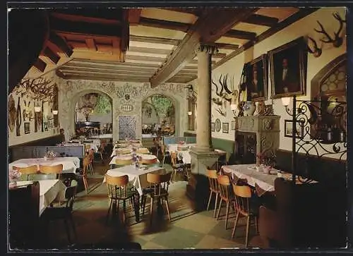 AK Rothenburg ob der Tauber, Cafe-Restaurant Baumeisterhaus, Am Marktplatz, Innenansicht