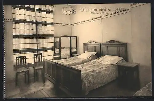 AK Ypres, Hotel Continental, Chambre à 2 lits