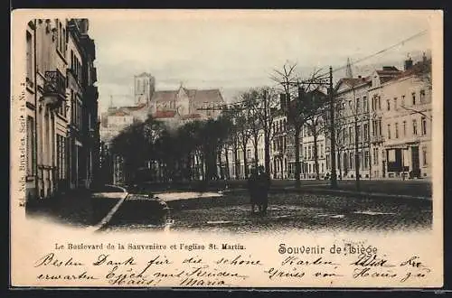 AK Liège, Le Boulevard de la Sauvenière et l` église St. Martin