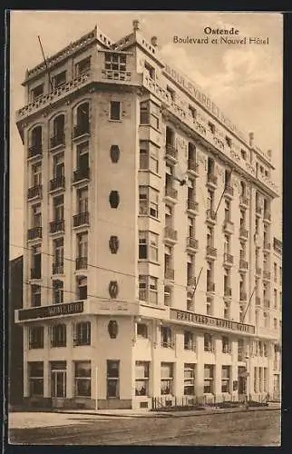 AK Ostende, Boulevard et Nouvel Hôtel