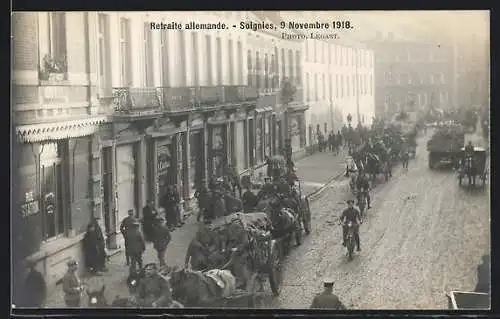 AK Soignies, Retraite allemande, 9. Novembre 1918