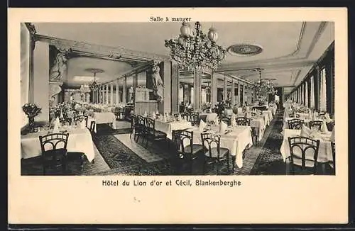 AK Blankenberghe, Hôtel du Lion d`or et Cécil, Salle à manger