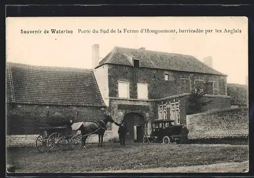 AK Waterloo, Porte du Sud de la Ferme d`Hougoumont, barricadée par les Anglais