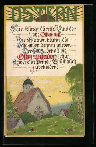 Künstler-AK Bunte Eiern versteckt zu Ostern