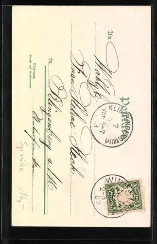 AK Hand mit Brief und Kleeblatt