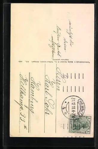 Künstler-AK Hufeisen umrankt mit Efeu zu Neujahr