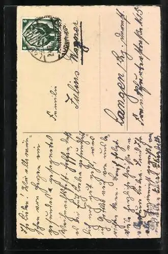 AK Tannenzweig mit Zapfen zu Weihnachten