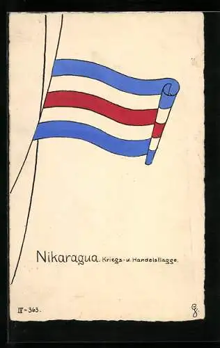 Künstler-AK Nikaragua, Kriegs- und Handelsflagge