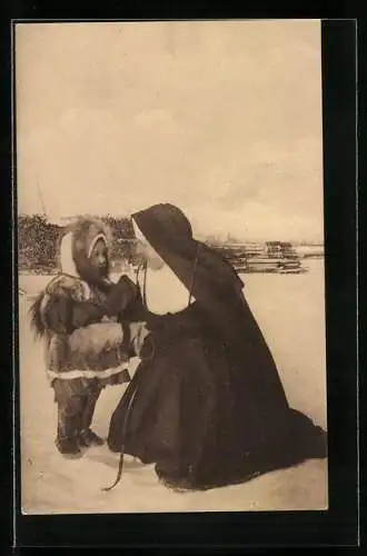 AK Alaska, Missions des Ursulines de l`Union Romaine, Ursuline Missionnaire avec Maggy