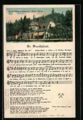 Lied-AK Anton Günther Nr. 25: Da Draakschänk, Gasthaus am Wald