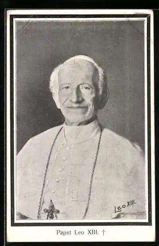 AK Papst Leo XIII. in Robe mit Kreuzkette