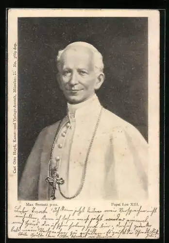 AK Papst Leo XIII. in Robe mit Kreuzkette