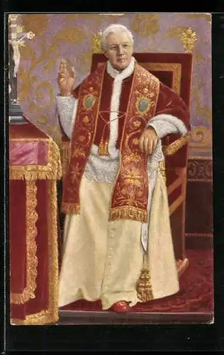 AK Papst Pius X. mit segnender Hand