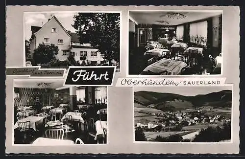 AK Oberhundem /Sauerland, Gasthof und Pension Führt, Innenansichten