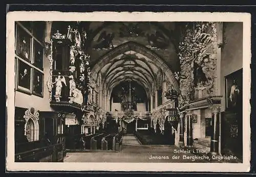 AK Schleiz /Thür., Inneres der Bergkirche, Orgelseite