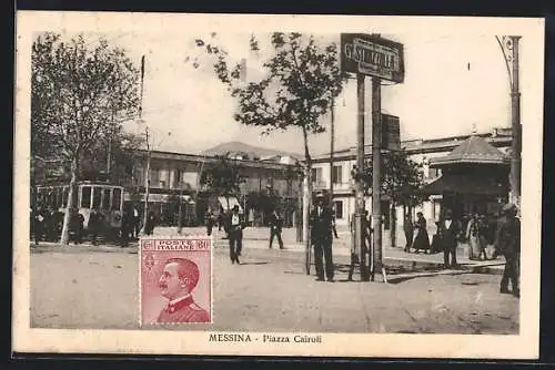AK Messina, Piazza Cairoli, Strassenbahn