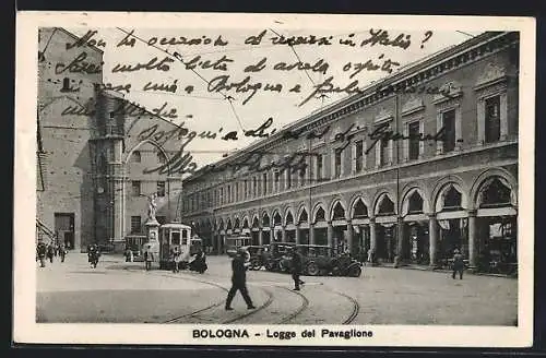 AK Bologna, Logge del Pavaglione, Strassenbahn