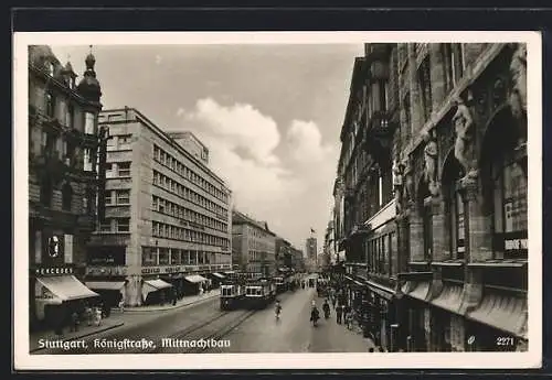 AK Stuttgart, Strassenbahnverkehr in der Königstrasse