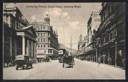 AK Cape Town, Adderley Street looking West, Strassenbahn