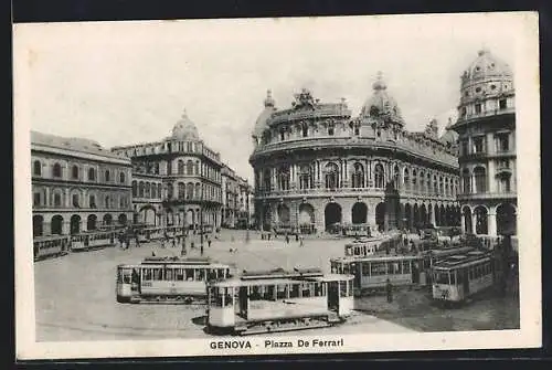 AK Genova, Piazza De Ferrari, Strassenbahn